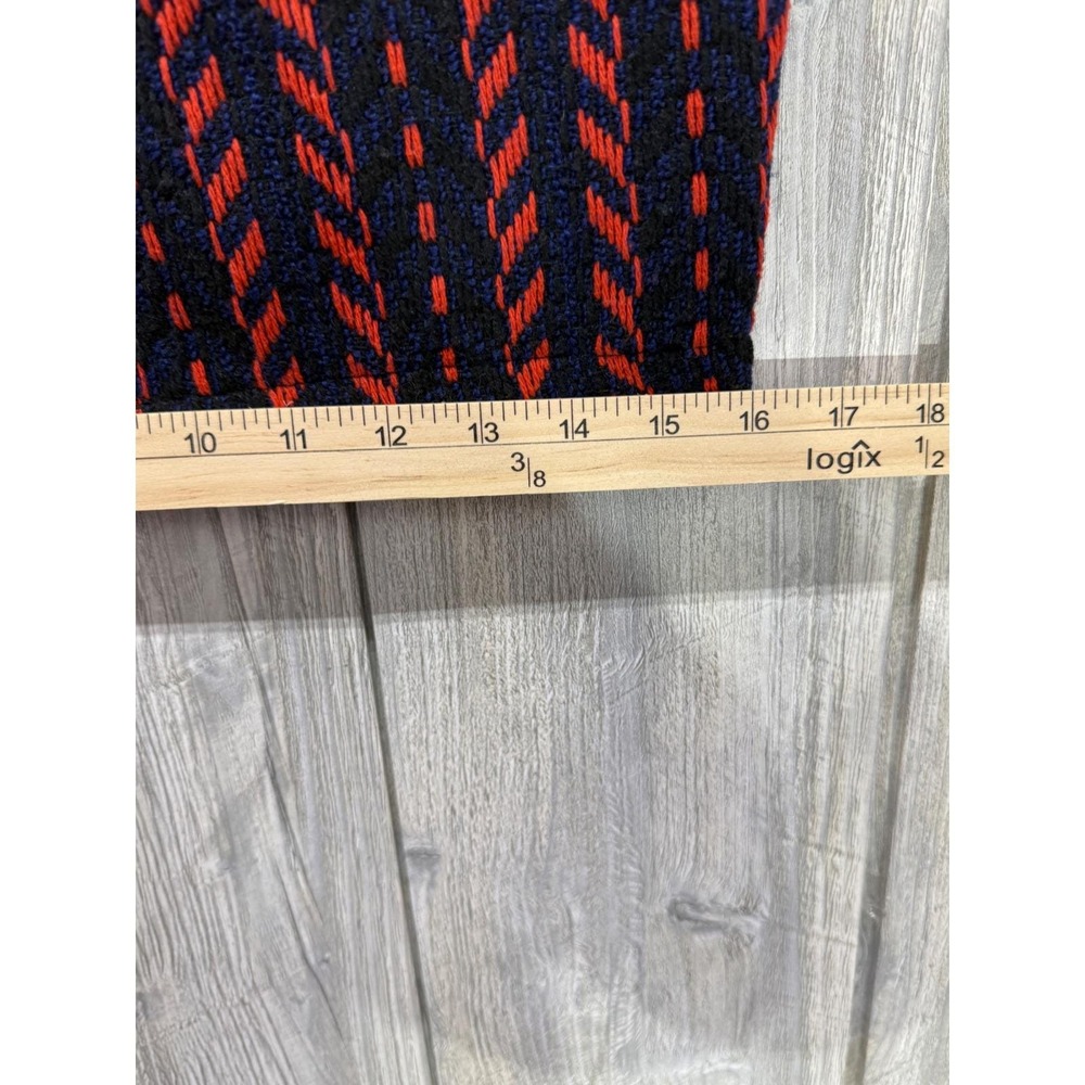 Gracia Textured Knit Mini Skirt Orange Navy Blue Chevron Pencil Skirt Lined - Picture 10 of 14